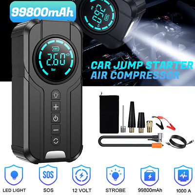 #ad 4 in 1 Car Jump Starter with Air Compressor Battery Charger 12V Jump Box Jumper