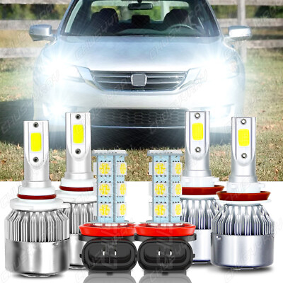 #ad For Honda Accord 2013 2014 2015 6X LED Headlight Highamp;Low Fog Light Kit 6000K