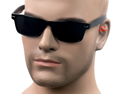 #ad Gangster Slim Horn Rim Square Sunglasses OG LOC Style Super Dark Black 49SD