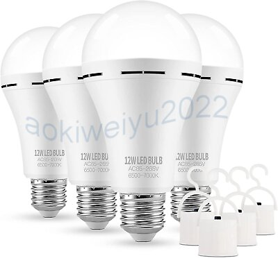 4X Rechargeable Emergency LED Lighting Bulbs Battery Operated 12W E27 Daylight