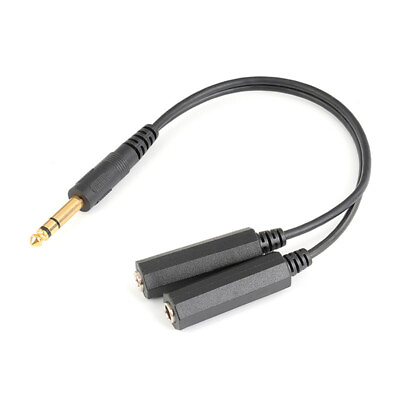 #ad 6.35mm Male to Dual Female 6.35mm TRS Stereo Y Splitter Adapter Audio Cable 30CM