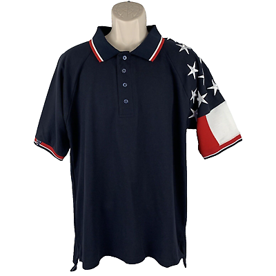 #ad Rock Point Freedom Polo American Flag NEW Support Our Troops Size Large S139