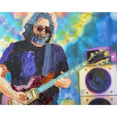 #ad Original Jerry Garcia Impasto Palette Knife Painting Art Grateful Dead 11x14quot;