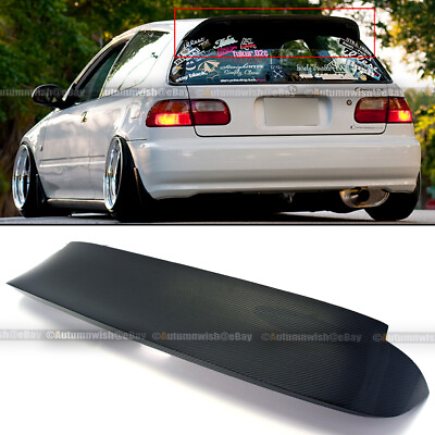 #ad For 92 95 Civic 3DR Spoon Style Carbon Fiber Duckbill Trunk Roof Spoiler Wing