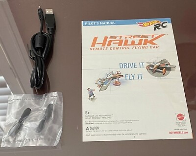 #ad Hot Wheels Street Hawk Remote Control Flying Car Pilot Manual Propeller USB Cord