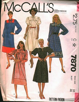 #ad #ad 7870 Vintage McCalls SEWING Pattern Misses Pullover Dress Front Neck Opening OOP