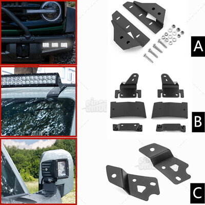 Bumper Roof Hood Ditch LED Mounting Brackets For Ford Bronco 2021 2022 2023
