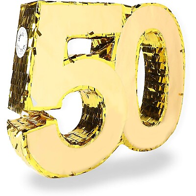 #ad Gold Foil Pinata for 50th Birthday Party 16 x 3 x 13.2 In
