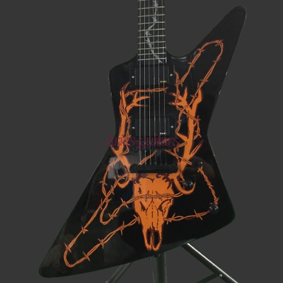 #ad Custom Black EX Electric Guitar Elk Skull Explorer Solid Body Maple Neck T O M