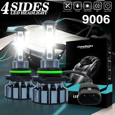 #ad 4 Sides 9006 HB4 LED Headlight Bulbs Kit Low Beam Fog Light 6000K White 360000LM