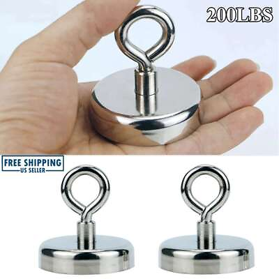 #ad #ad 2Pc Neodymium Fishing Magnet 200LBS Pulling Force Strong Round Rare Earth Magnet