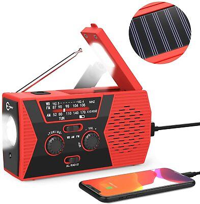2000mAh Emergency LED Radio Solar Hand Crank AM FM NOAA Flashlight Phone Charger