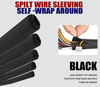 #ad Split Wire Loom Braided Cable Sleeve Protectors amp; Tube Organizer Overlap Lot