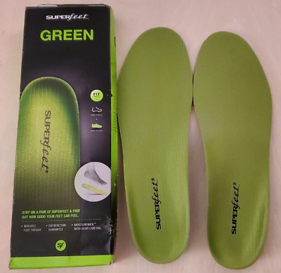 #ad Superfeet GREEN High Arch Orthotic Insoles Size F Men#x27;s 11.5 13 Women#x27;s 12.5