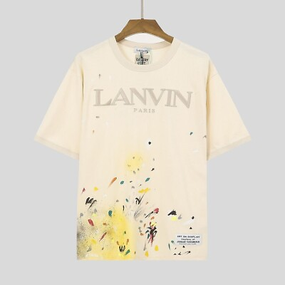 #ad #ad For Lanvin Embroidered T Shirts Unisex Casual Street Short Sleeve