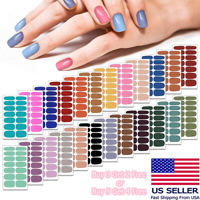 #ad Full Size Nail Wraps Stickers Polish Manicure Art Self Stick Decor 3D Strips USA