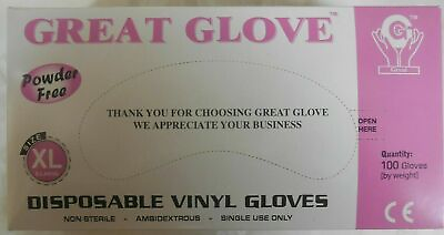 #ad Great Glove 100 Piece Vinyl Disposable Power Free Gloves Extra Large