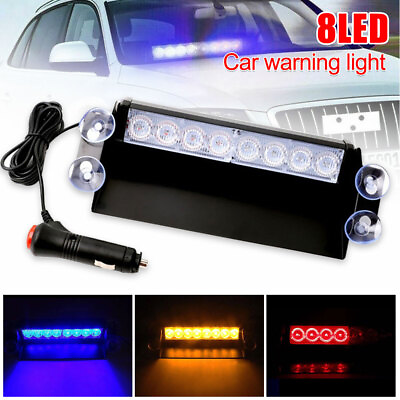 #ad Red Blue 8 LED Car Lamp Dash Strobe Flash Strobe Light Bar 12V