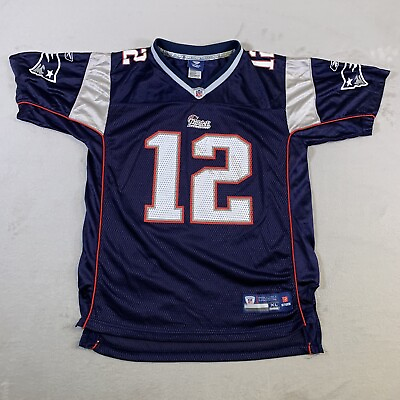 #ad New England Patriots Jersey Youth XL Blue Tom Brady NFL Football Boys Casual U21