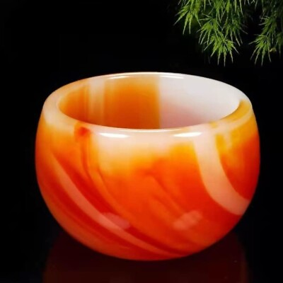 #ad Natural Carnelian Stone Cup Red Agate Crystal Bowl Mineral Specimen Decoration
