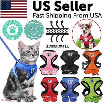 #ad Cat Dog Pet Harness Adjustable Control Vest Dogs Reflective S M L XL Leash