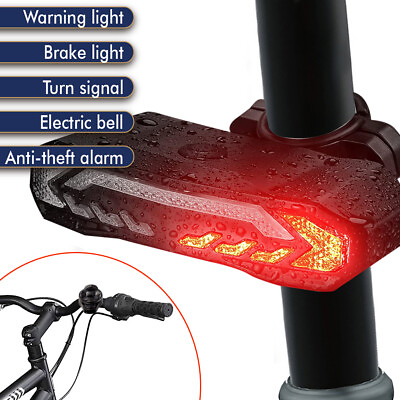 #ad Scooter Bike E Bike Rear Light Alarm System Anti Lost Turn Signal Rechargeable