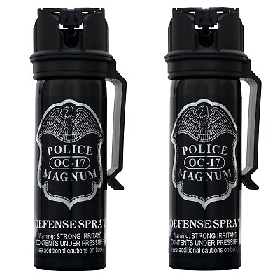 #ad Pepper Spray Police Magnum 2 pack 3oz Flip Top Belt Clip Fog OC Defense Security