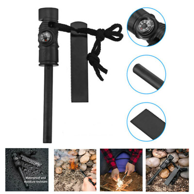 #ad Magnesium Flint Stone Survival Kit Fire Starter Compass Lighter Emergency Gear