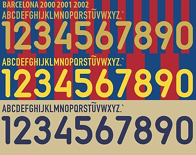 #ad Nameamp;Number Set For Barcelona La League 2000 2001 2002 Home Away Football Print