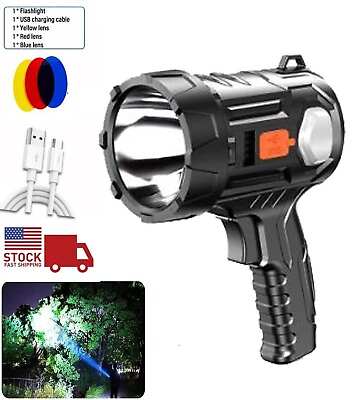 #ad Handheld Flashlight Super Bright LED Searchlight 200000Lm Rechargeable Spotlight