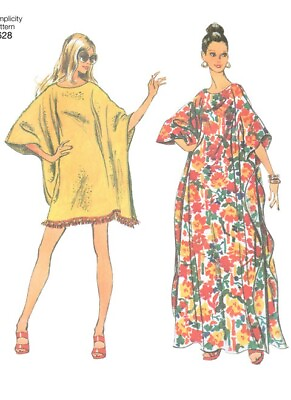 #ad Simplicity 5628 Pattern Vintage 70s One Size Caftan Maxi Retro Cover Mumu Dress