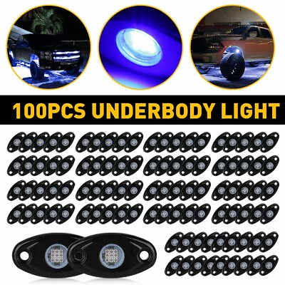 #ad 100X Blue LED Rock Lights Underbody Lamp For Car Jeep Offroad Truck ATV UTV Boat