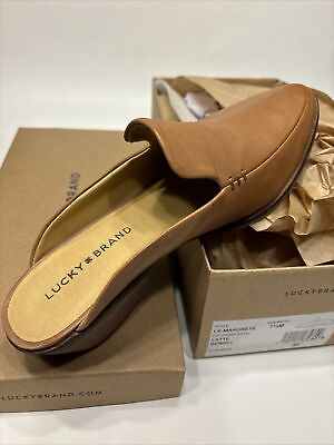 #ad Womens Slip on Flats Brown Leather Mules Almond Toe Lucky Brand Size 7.5