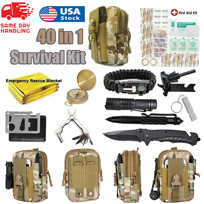 40 in 1 Emergency Survival Kit Outdoor Camping Military Tactical Gear Backpack