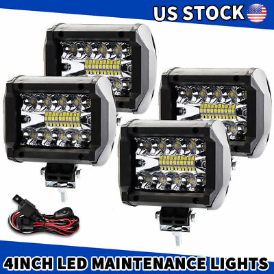 #ad 4quot; LED Work Light Bar Pods fog Lamps for Pickup SUV UTV offroad w Wiring Harness