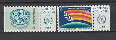 #ad S10864 United Nations Vienna Wien MNH 1986 Year Of Peace 2v Lab