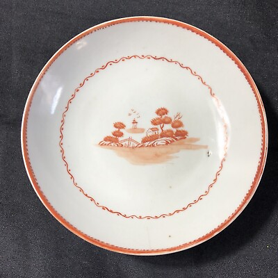 #ad Antique 18th c. Chinese Export Porcelain Plate Saucer American Federal Market