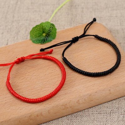 #ad #ad Red and Black Lucky Amulet Women Men Bracelet Snake Knot Knitted Bracelet 2PCS