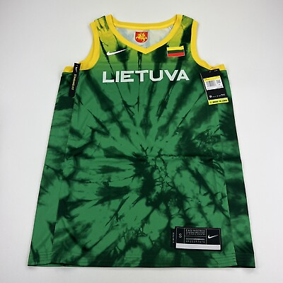 #ad Nike Lithuania Basketball Jersey Men#x27;s Small Green Olympics CQ0088 341 NWT