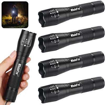#ad 5Pack Tactical Police LED Flashlight High Powered 5 Mode T6 Mini Torch Aluminum