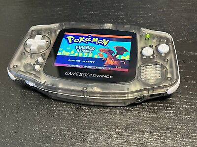 #ad Clear Black Nintendo Gameboy Advance GBA Console With IPS Backlit Screen