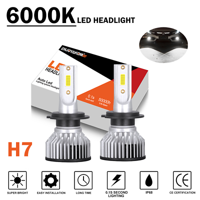 #ad For Hyundai Kona Electric 2020 LED Headlight Kit H7 Hi Lo Beam Bulbs 6000K White