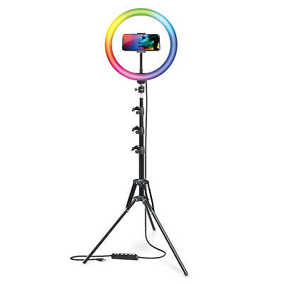 #ad #ad 12 inch LED RGB Ring Light Studio Kit with Special Effects; Black