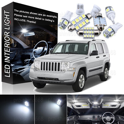 #ad For 2008 2012 Jeep Liberty LED Lights Interior Package Kit WHITE 6000K 8PCS