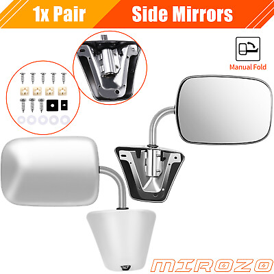 #ad MIROZO Pair Chrome Manual Side View Mirrors LH amp; RH For 73 86 Chevy GMC Truck