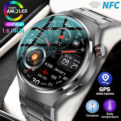 #ad GT4 Pro GPS NFC Smart Watch Men Heart rate Bluetooth Call