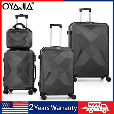 #ad 4 Piece Set Suitcase Spinner Hardshell Lightweight TSA Lock Carry on Luggage set