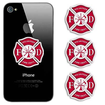 #ad #ad Volunteer Fire Department Red Maltese Cross Phone Sticker Firefighter Decal USA