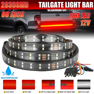 #ad 60quot; Truck Tailgate LED Light Bar Sequential Signal Brake Reverse Stop Tail Strip