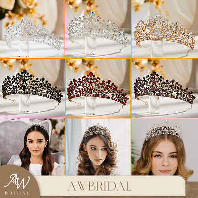 #ad AW BRIDAL Wedding Princess Tiaras Crystal Rhinestone Queen Crown Birthday Prom